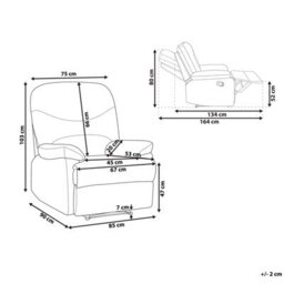 Beliani Recliner Chair Eslov Velvet Black - thumbnail 3