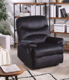 Beliani Recliner Chair Eslov Velvet Black - thumbnail 2