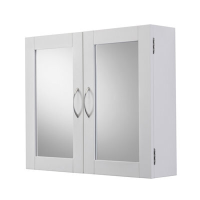 Croydex Hemlington Matt White Double Bathroom Cabinet With Mirrored Door (H)500mm (W)600mm - image 1