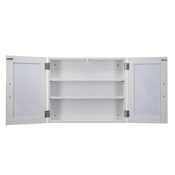 Croydex Hemlington Matt White Double Bathroom Cabinet With Mirrored Door (H)500mm (W)600mm - thumbnail 4