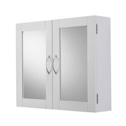 Croydex Hemlington Matt White Double Bathroom Cabinet With Mirrored Door (H)500mm (W)600mm
