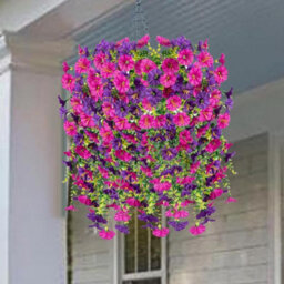 Artificial Petunia Flowers For Outdoor Use, 2 Pieces Faux Petunias, Hanging Artificial Flowers, Uv Resistant For Balcony, Porch - thumbnail 4