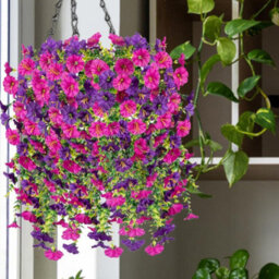 Artificial Petunia Flowers For Outdoor Use, 2 Pieces Faux Petunias, Hanging Artificial Flowers, Uv Resistant For Balcony, Porch - thumbnail 3