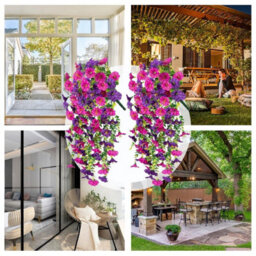 Artificial Petunia Flowers For Outdoor Use, 2 Pieces Faux Petunias, Hanging Artificial Flowers, Uv Resistant For Balcony, Porch - thumbnail 9