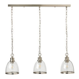 Litecraft Anwar 3 Light Satin Nickel Diner Pendant Bar With Bubble Glass Shades - thumbnail 2