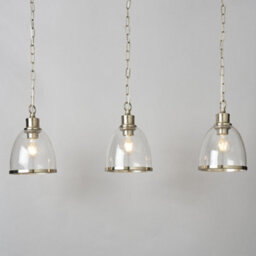 Litecraft Anwar 3 Light Satin Nickel Diner Pendant Bar With Bubble Glass Shades - thumbnail 3