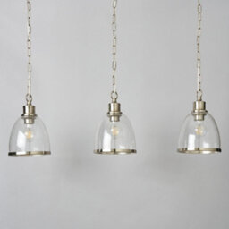 Litecraft Anwar 3 Light Satin Nickel Diner Pendant Bar With Bubble Glass Shades - thumbnail 4