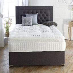 Divan Base Direct Dura Beds Sicily 2000 Pocket Sprung Box Pillow Top Sprung Divan Bed Set 4Ft6 Double 4 Drawers- Lino Charcoal - thumbnail 1