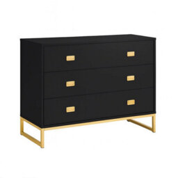 Melody Maison Large 3 Drawer Chest Of Drawers And Pair Of Bedside Tables - Elle Black Range - thumbnail 8