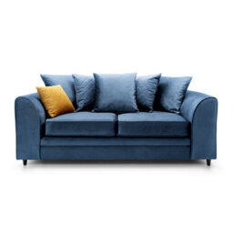 Abakus Direct Chicago Velvet 3 Seater Sofa In Dark Blue - thumbnail 1