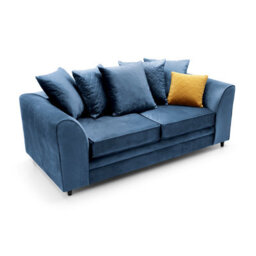 Abakus Direct Chicago Velvet 3 Seater Sofa In Dark Blue - thumbnail 4