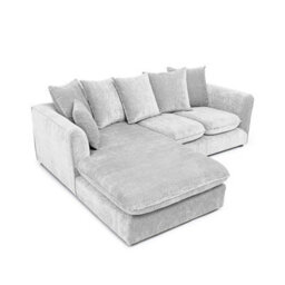 Abakus Direct Lucas Water Repellent Velvet Chenille Left Facing Corner Sofa In Silver - thumbnail 5