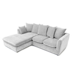 Abakus Direct Lucas Water Repellent Velvet Chenille Left Facing Corner Sofa In Silver - thumbnail 4