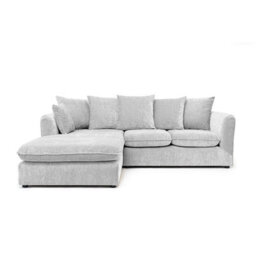 Abakus Direct Lucas Water Repellent Velvet Chenille Left Facing Corner Sofa In Silver - thumbnail 1