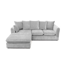 Abakus Direct Lucas Water Repellent Velvet Chenille Left Facing Corner Sofa In Silver - thumbnail 2
