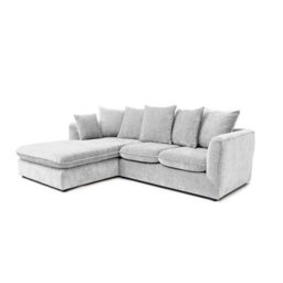 Abakus Direct Lucas Water Repellent Velvet Chenille Left Facing Corner Sofa In Silver - thumbnail 3