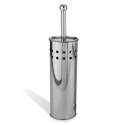Silver Stainless Steel Toilet Brush And Holder Free Standing Bathroom Brush - image 1