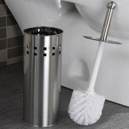 Silver Stainless Steel Toilet Brush And Holder Free Standing Bathroom Brush - thumbnail 5