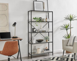 Furniturebox Ashton Black Metal Box Shelf Unit With 5 Scratch Resistant White Marble Effect Melamine Shelves Supporting 10Kg Each - thumbnail 7