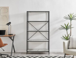 Furniturebox Ashton Black Metal Box Shelf Unit With 5 Scratch Resistant White Marble Effect Melamine Shelves Supporting 10Kg Each - thumbnail 8
