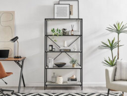 Furniturebox Ashton Black Metal Box Shelf Unit With 5 Scratch Resistant White Marble Effect Melamine Shelves Supporting 10Kg Each - thumbnail 2