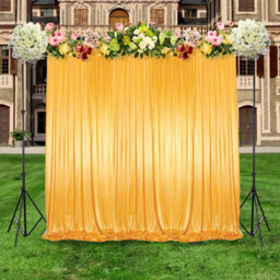 Neel Blue 3X3 M Ice Silk Backdrop Curtain Photography Scenery For Christmas Events Decor, Gold - thumbnail 9