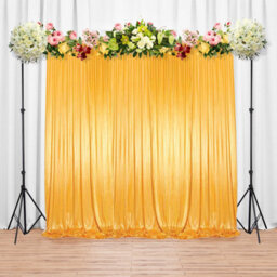 Neel Blue 3X3 M Ice Silk Backdrop Curtain Photography Scenery For Christmas Events Decor, Gold - thumbnail 8
