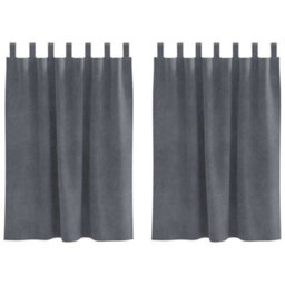 Berkfield Modern Blackout Curtains With Hanging Loops 2 Pcs Super Light Grey Velvet - thumbnail 1