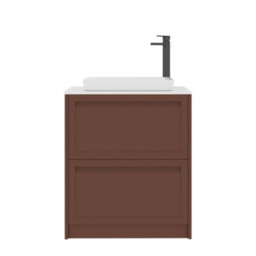 Royal Bathrooms Royal Bathroom Elmore 700mm Terracotta Clay Freestanding Bathroom Vanity Unit 2 Drawer Plain White Worktop With Qubix Basin - thumbnail 7