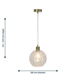 First Choice Lighting Set Of 2 Barnum - Clear Dimple Glass Globe With Satin Brass Pendants - thumbnail 8