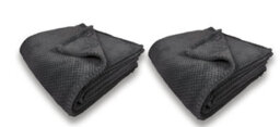Waffle Flannel Fleece Throw Blanket Soft Warm Sofa Bed Travel (Charcoal, Single) - Pack Of 2 - thumbnail 1
