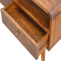 Wyld Haus Ostuni Low Curved Chestnut Mango Wood Tv Media Unit 2 Drawers And Open Shelf, 900 X 350 X 470 mm (W X D X H) - thumbnail 7
