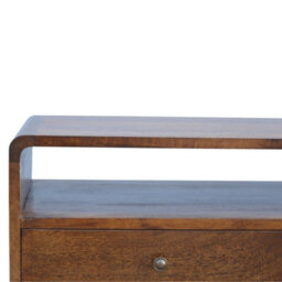Wyld Haus Ostuni Low Curved Chestnut Mango Wood Tv Media Unit 2 Drawers And Open Shelf, 900 X 350 X 470 mm (W X D X H) - thumbnail 6