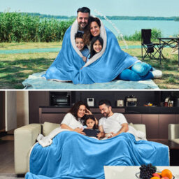 Ameha Sherpa Fleece Blanket Sky Blue Soft Thick & Reversible Plush Warm Comfort Throw King 200X240Cm - thumbnail 6