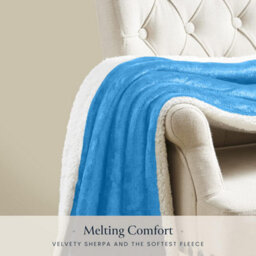 Ameha Sherpa Fleece Blanket Sky Blue Soft Thick & Reversible Plush Warm Comfort Throw King 200X240Cm - thumbnail 9