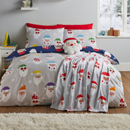 Catherine Lansfield Christmas Santa Spec-Tacular Grey Duvet Cover Set Single Bedding Set - thumbnail 1