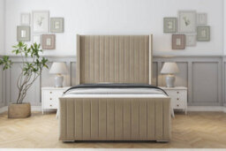 "Sloomy Marlborough Almond Coniston Bed Frame With Mattress With 50""  Upholstered Wingback Headboard 3' Single" - thumbnail 1