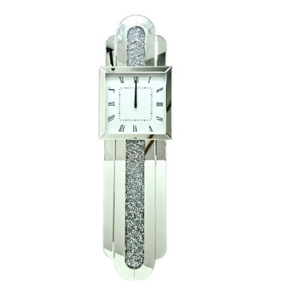 Biznest Crushed Jewel Diamond Square Dial Grandfather Style Wall Clock