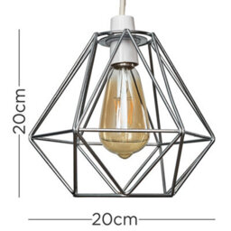 Valuelights Diablo Pair Of Retro Style Chrome Metal Basket Cage Ceiling Light Shades (D)21Cm - thumbnail 7