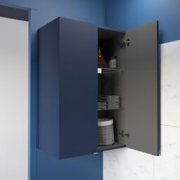 GoodHome Imandra Deep Matt Blue Bathroom Double Wall Cabinet (H)90Cm (W)60Cm - thumbnail 5