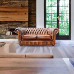 Chesterfield 2 Seater Antique Tan Leather Sofa Settee In Classic Style - thumbnail 3