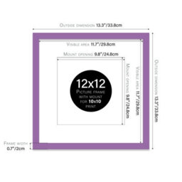 "12X12"" Purple Picture Frame - 12X12"" Square Frame With 10X10"" Mount For 12X12""/10X10"" Pictures Moderrn Style Thin Edge, 1 Pack" - thumbnail 2