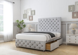 "Comfort Florida Silver Naples Divan Bed Base 4 Drawers - 26"" Strutted  & 12"" Footboard 4'6 Double" - thumbnail 5