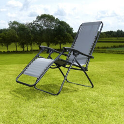 Charles Bentley Odyssey Folding Reclining Garden Chair Camping Lounger Grey - thumbnail 7