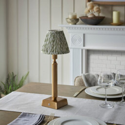 Luminosa Lighting Luminosa Trobridge Rechargeable Brushed Aged Brass Plate Table Lamp With Herb Garden Green Fabric Leaf Shade 16Cm Integrated Led - thumbnail 3