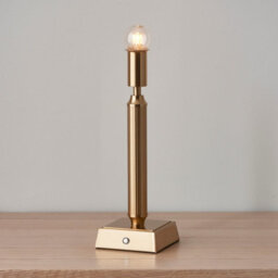 Luminosa Lighting Luminosa Trobridge Rechargeable Brushed Aged Brass Plate Table Lamp With Herb Garden Green Fabric Leaf Shade 16Cm Integrated Led - thumbnail 5