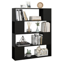 Berkfield Book Cabinet Room Divider Black 100X24X124 Cm - thumbnail 4