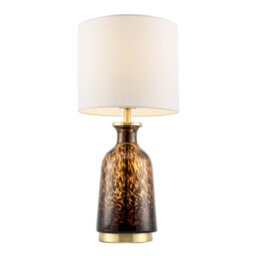Happy Homewares Modern Amber And Black Snowflake Speckle Glass Table Lamp With Shade - thumbnail 3