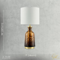 Happy Homewares Modern Amber And Black Snowflake Speckle Glass Table Lamp With Shade - thumbnail 7