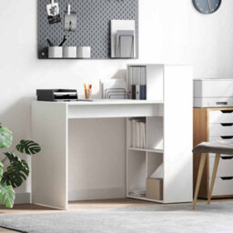 Berkfield Writing Desk White Engineered Wood Medium Storage Writing Desk